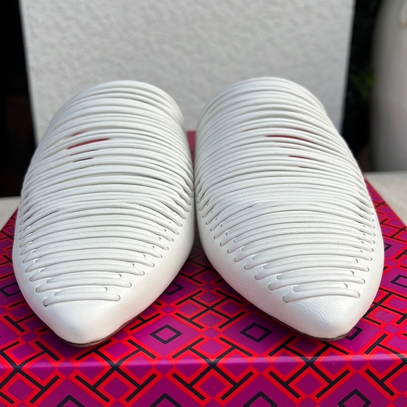 TORY BURCH Sienna flat slide leather mules white size 7 - Picture 4 of 17